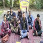 Angry forest workers staged a sit-in protest due to non-payment of salary