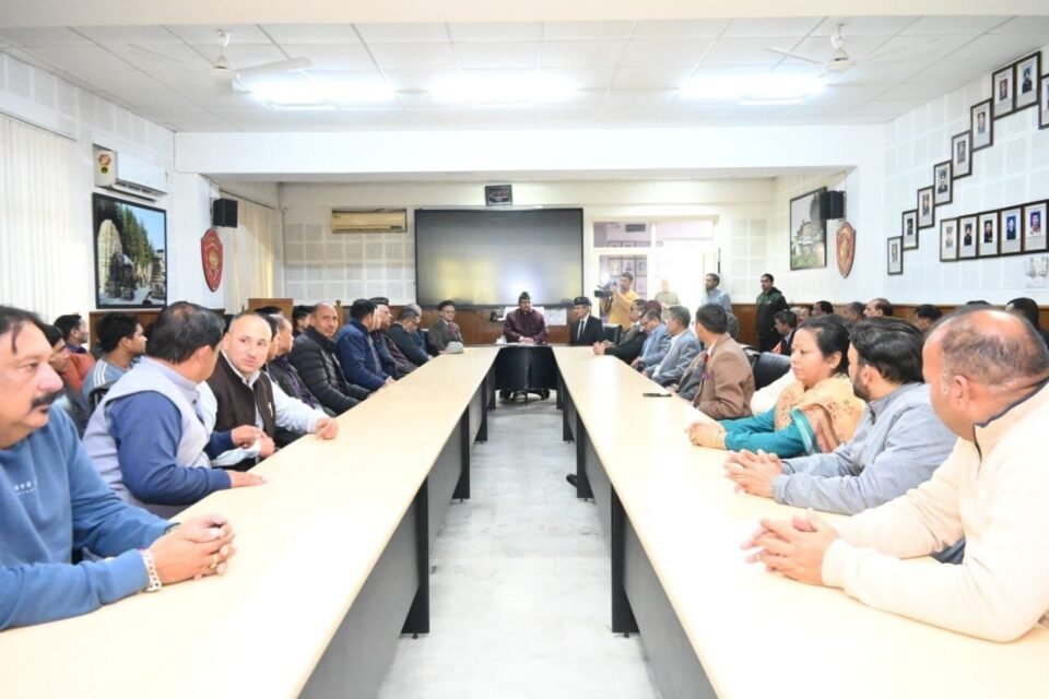 Sainik Welfare Minister Ganesh Joshi paying homage to the brave martyrs at the tribute meeting on the sixth anniversary of the Pulwama attack