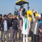 Farmers stopped the work of under-construction highway demanding service road