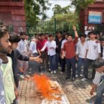 Funeral procession of UTU Vice Chancellor Dr. Omkar Yadav, Controller of Examinations Dr. V.K. Patel, Education Secretary Ranjit Sinha and Minister Subodh Uniyal.