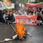 Angry over the connivance of Vice Chancellor Dr Omkar Yadav in the UTU software scam and the insider funding, the students burnt the effigy of Technical Education Minister Subodh Uniyal.