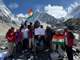 People of India and Nepal celebrated Independence Day at Everest Base Camp in the Himalayas.