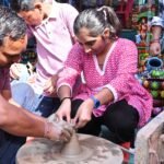 Little children learnt how to make clay pots, kites and other craft items at the Heritage Festival.
