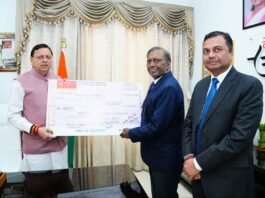 THDC India Limited contributes Rs 1 crore to the Chief Minister's Relief Fund, Uttarakhand