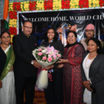 Minister Ganesh Joshi meets World Cup winner Sneha Rana