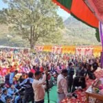 Cabinet Minister Dr Rawat was given a rousing welcome by party workers in Pabau.