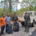 Cleanliness drive in Malsi Range; plastic waste removed from the forest area.