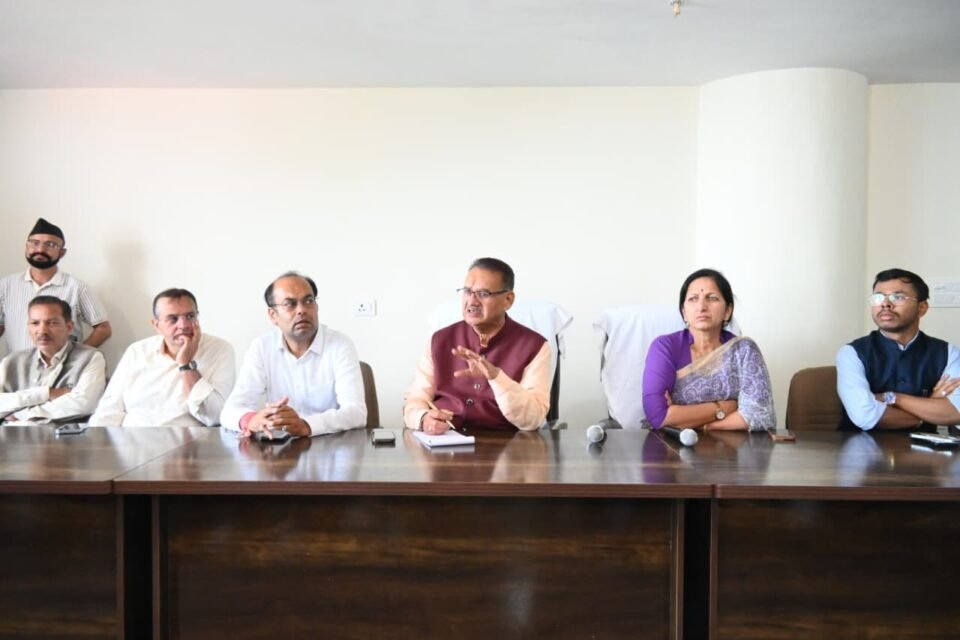 Minister Ganesh Joshi reviewed development works with officials from various departments in Mussoorie.