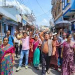 Massive protest held at the Bhikiasain Tehsil headquarters demanding the Naula-Manila drinking water pumping scheme.