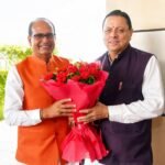 CM Dhami welcomed and greeted Union Minister Shivraj Singh Chouhan upon his arrival in Uttarakhand at Jolly Grant Airport.