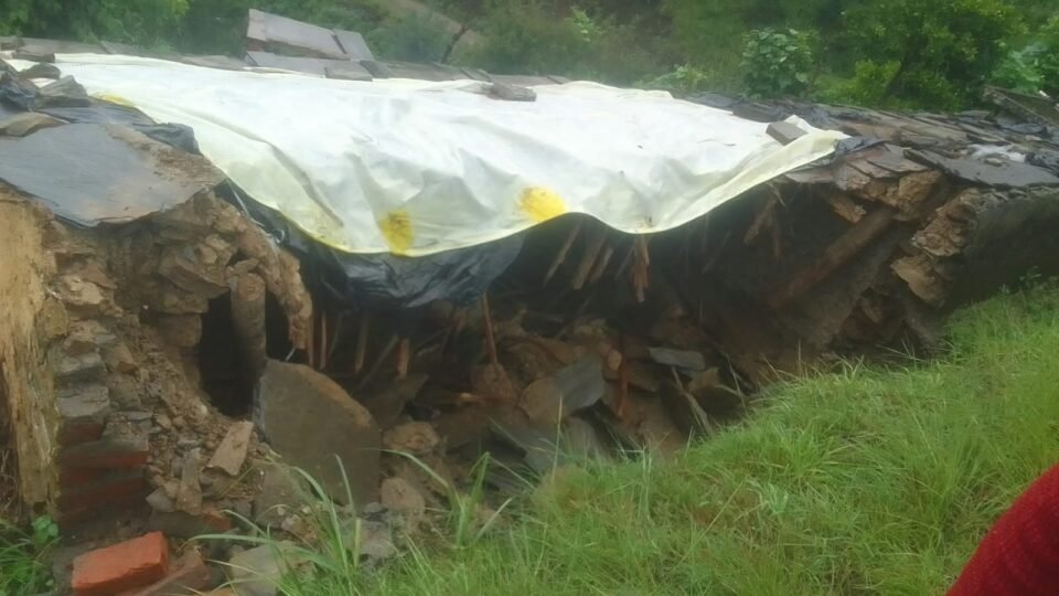 The residential house of differently-abled Kishan Singh was damaged amidst the rain.